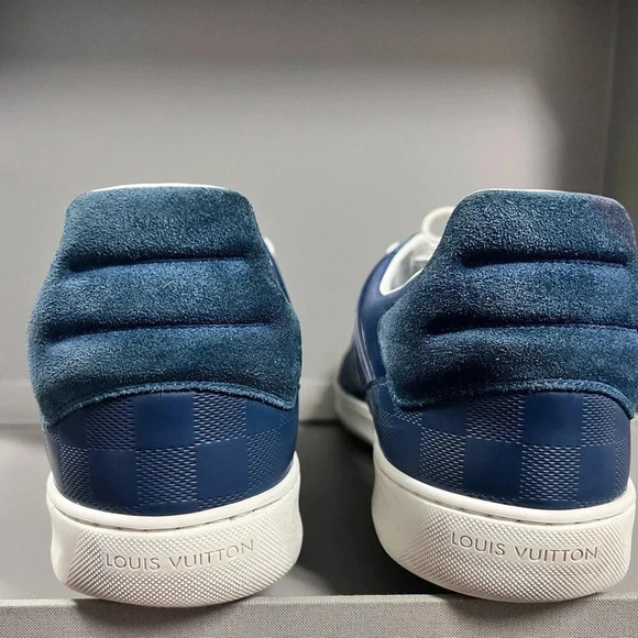 Louis Vuitton Blue Leather and Suede Low Top Sneakers Size US MENS12 - Picture 13 of 13